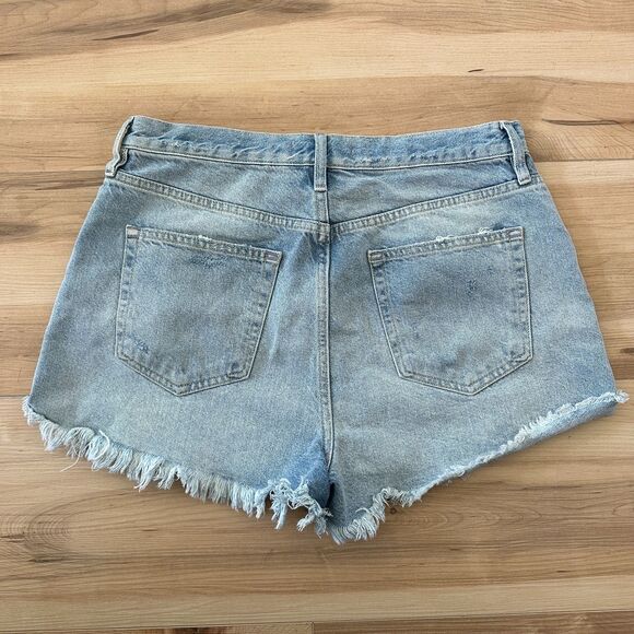 We The Free Free People Denim Distressed High Waisted Light Wash Shorts Size 31‎ - Picture 4 of 4